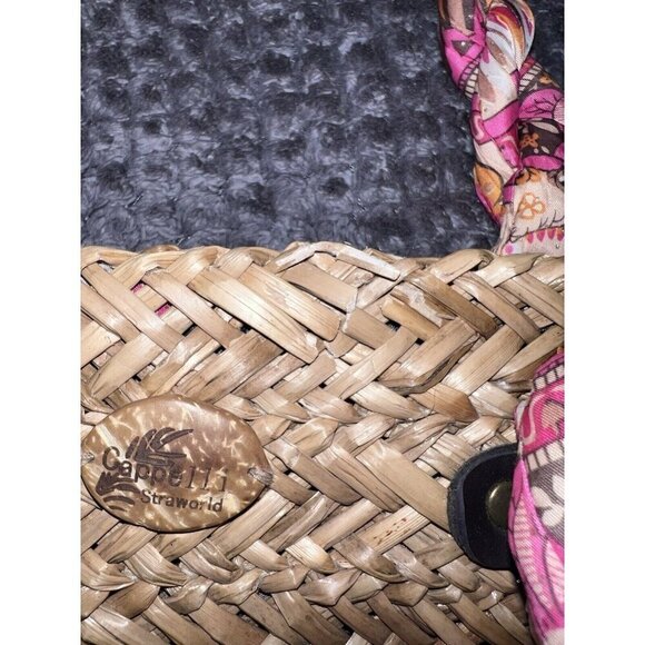 CAPPELLI Straworld Rattan and Multicolor Tiered Ruffles Double Top Handles Bag - Picture 10 of 16